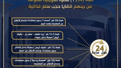 الداخلية تضبط 1534 قضية تموينية خلال 24 ساعة