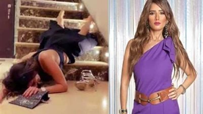 زينة تكشف سبب سقوطها من على السلم (صور)