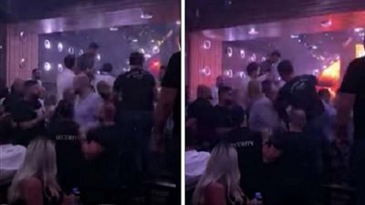 شاهد.. سهرة بملهى ليلي تتحول لمشاجرة عنيفة وإطلاق نار