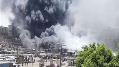 مصدر أمني يكشف سبب حريق سوق توشكى بحلوان