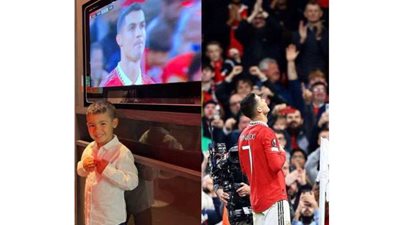 شاهد.. نجل كريستيانو رونالدو يحتفل على طريقة والده