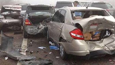 إصابة شخصين في تصادم 6 سيارات على كورنيش سيدي جابر بالإسكندرية