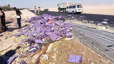 مُحملة بالبيض.. انقلاب سيارة ربع نقل دون وقوع اصابات بالغربية