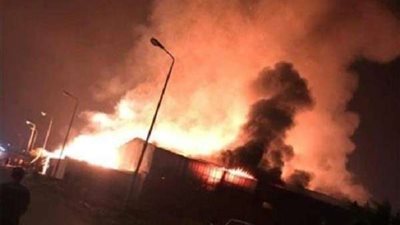 نشوب حريق في شارع جامعة الدول العربية بالمهندسين