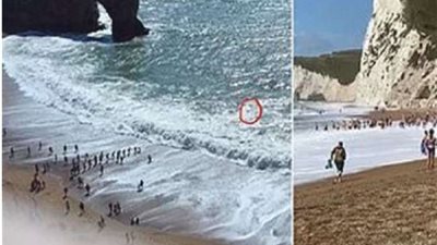 لحظة إنقاذ سباحة من الغرق.. فيديو