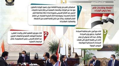 بالإنفوجراف.. الحصاد الأسبوعي لمجلس الوزراء خلال الفترة من 22 حتى 28 أغسطس 2020