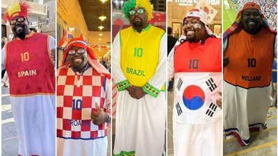 المشجع المنحوس.. جماهير المغرب تتوسل لـ أشهر مشجع عماني لارتداء تيشرت فرنسا | صور