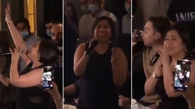 مقطع فيديو مثير لـ شيرين عبد الوهاب برفقة زوجها حسام حبيب في إحدى السهرات