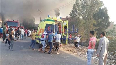 أصابة شخص فى حريق مصنع بالمحلة