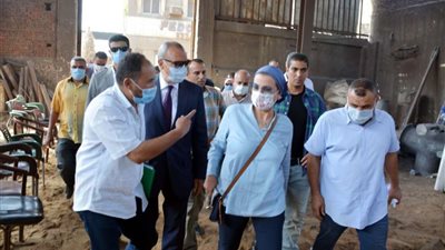 وزيرة البيئة ومحافظ القليوبية يتفقدان المنشآت الصناعية بمنطقة العكرشة