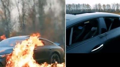 شاهد..  شاب يحرق سيارته المرسيدس أمام الملايين لهذا السبب