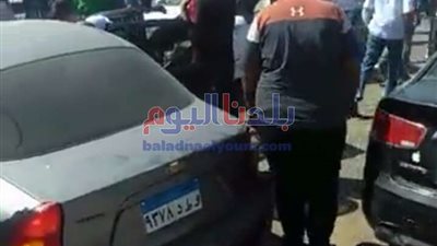 إصابة 9 أشخاص في حادث تصادم ببني سويف (صور)