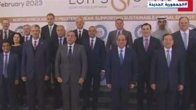 الرئيس السيسي يلتقط صورة تذكارية مع المشاركين بمؤتمر مصر الدولي