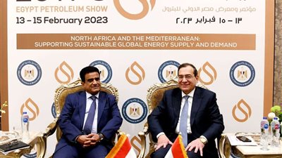 «الملا» يلتقي مع وزير النفط اليمني بفاعليات مؤتمر ومعرض مصر الدولى للبترول