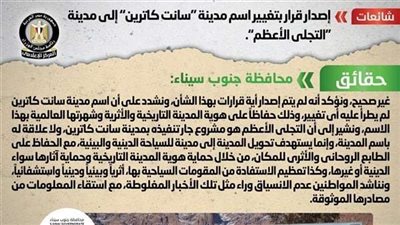 الوزراء: لا صحة لتغير اسم مدينة سانت كاترين