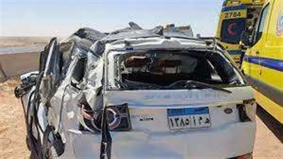إصابة 4 أشخاص من أسرة واحدة في حادث إنقلاب سيارة بطريق الزعفرانة