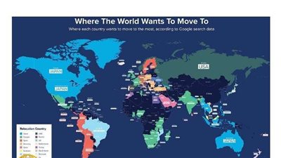 خريطة تكشف عن دول يرغب سكان العالم للانتقال إليها