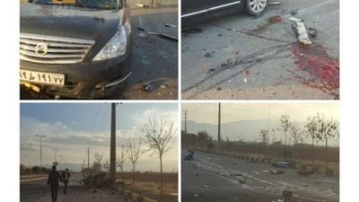 اللقطات الأولى من موقع اغتيال العالم النووي الإيراني فخري زاده قرب طهران