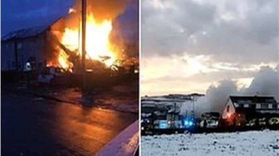 انفجار هائل يدمر منزلا في بريطانيا