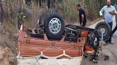 مصرع وإصابة 5 أشخاص إثر حادث انقلاب تروسيكل ببني سويف