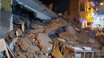 انهيار منزل بمركز ملوي بـ المنيا مكون من طابقين