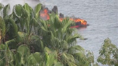حريق في وسط مياه النيل.. تفاصيل