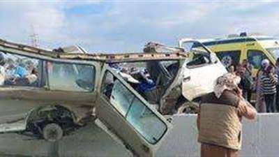 إصابة 9 أشخاص في حادث انقلاب ميكروباص على طريق القاهرة الفيوم الصحراوي