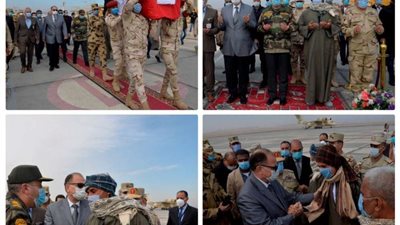 محافظ أسيوط وقائد المنطقة الجنوبية العسكرية يتقدمان جنازة الشهيد على حسانين