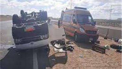 إصابة 9 أشخاص إثر حادث إنقلاب ميكروباص بطريق مصر الإسماعيلية الصحراوي