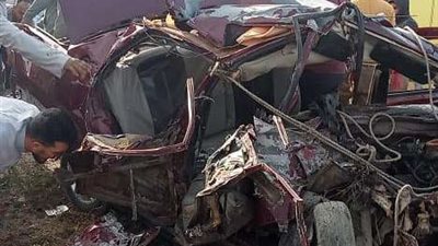 مصرع 5 أشخاص بينهم 4 أشقاء وإصابة 10 آخرين في حادث تصادم بالبحيرة