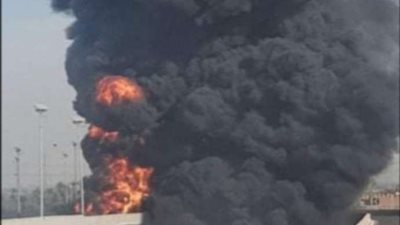 انفجار سيارة محملة باسطوانات غاز منزلي.. فيديو