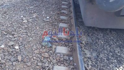 خروج قطار عن القضبان بمحطة الحلواصى بالمنوفية