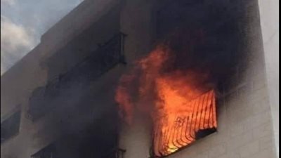 حريق بالطابق الأخير بشركة أمريكانا بالمهندسين