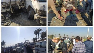 أصابة 7 أشخاص فى حادث تصادم 3 سيارات بأسيوط