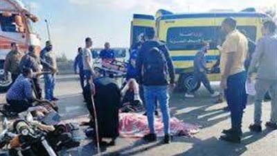 مصرع شخصان إثر حادث اصطدام سيارة بدراجة نارية بالمنوفية