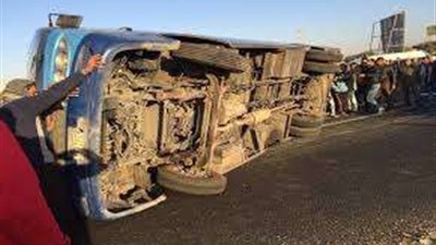 إصابة 26 شخص إثر حادث إنقلاب أتوبيس بطريق الجيش في الجيزة