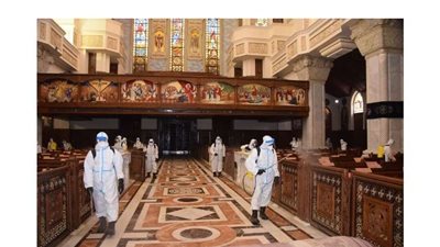 القوات المسلحة تنفذ أعمال التطهير للكنائس احتفالا بعيد القيامة المجيد