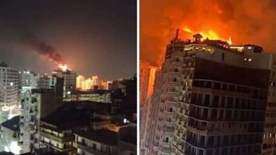 حريق هائل يلتهم الأدوار الاخيرة بأحد فنادق بطنطا