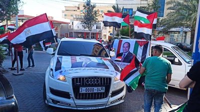 مسيرات حاشدة لتوجيه الشكر للرئيس السيسي في شوارع غزة.. فيديو