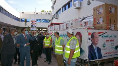 محافظ الدقهلية يتفقد قافلة الخير الثالثة لقري شربين