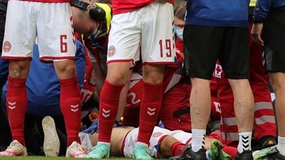 شاهد.. لحظة سقوط لاعب منتخب الدنمارك في كأس الأمم الأوروبية