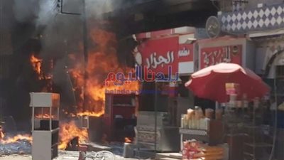 حريق هائل داخل مطعم شهير في المنيا.. صور
