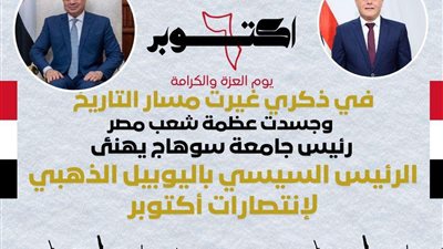 ذكري غيرت مسار التاريخ وجسدت عظمة شعب مصر.. رئيس جامعة سوهاج يهنئ الرئيس السيسي باليوبيل الذهبي لإنتصارات أكتوبر