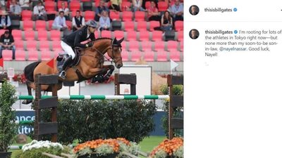 بيل جيتس يدعم الفارس المصري نايل نصار خلال مشاركته بالأولمبياد