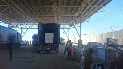 الهلال الأحمر المصري يسلم نظيره الفلسطيني 81 شاحنة إغاثية لقطاع غزة