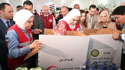«القباج» وأبو غزالة يدشنان قافلة المساعدات الإنسانية المقدمة من مجلسي وزراء الصحة والشئون الاجتماعية العرب إلى قطاع غزة عبر الهلال الأحمر المصري