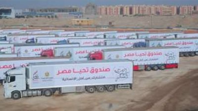 قافلة المساعدات الإنسانية لصندوق تحيا مصر تتجه إلى غزة
