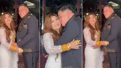 دهب مبالغ فيه.. حمو بيكا يثير جدلا بصور مع زوجته في عقيقة ابنته