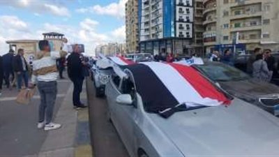 المواطنون يحتفلون بفوز السيسي بالانتخابات الرئاسية من كوبري استانلي بالأسكندرية