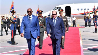 الرئيس السيسي يستقبل رئيس مجلس السيادة السوداني بمطار القاهرة